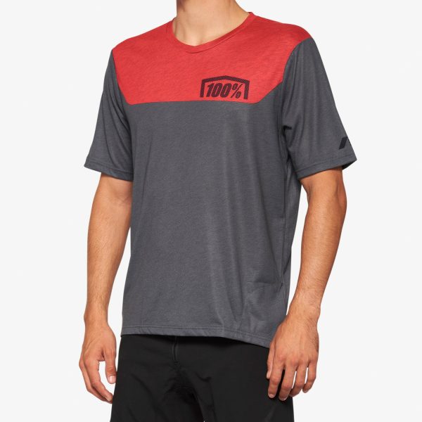 AIRMATIC Short Sleeve Jersey Charcoal Racer Red Online now