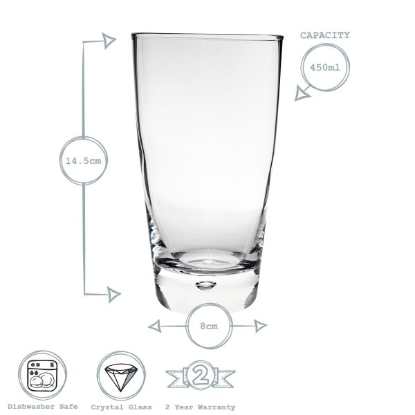 450ml Luna Highball Glasses - Pack of Six - By Bormioli Rocco Fashion