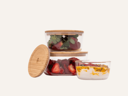 Glass Food Containers | Round Bamboo Sale