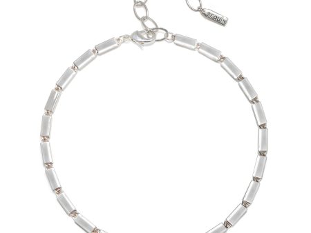 Amelia Block Link Necklace - Rhodium For Discount