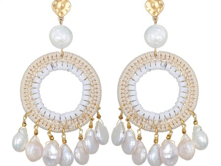 Sunrise Pearl Fringe Statement Earrings For Cheap