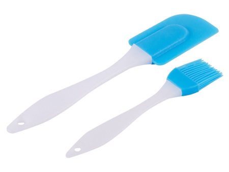 2pc Blue Silicone Pastry Brush & Spatula Set - By Ashley on Sale