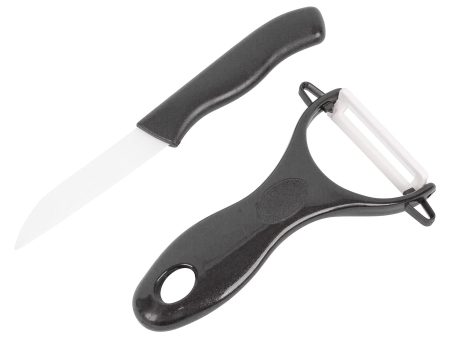 2pc Black Ceramic Kitchen Utility Knife & Peeler Set - By Ashley Online