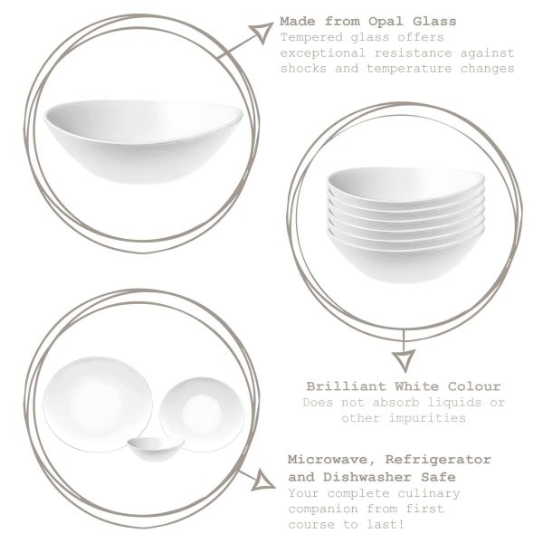 White 15cm Prometeo Oval Glass Cereal Bowls - Pack of 6 - By Bormioli Rocco Cheap