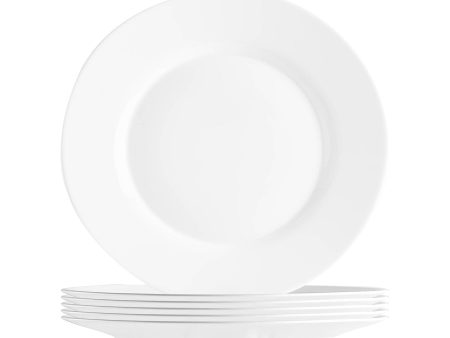 25cm Toledo White Glass Dinner Plates - Pack of Six - By Bormioli Rocco on Sale