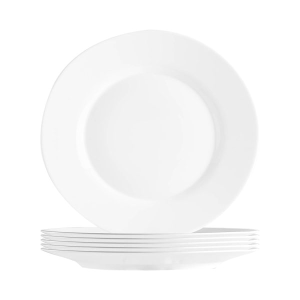 25cm Toledo White Glass Dinner Plates - Pack of Six - By Bormioli Rocco on Sale