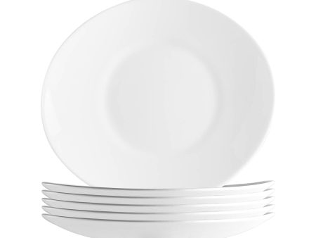 22cm x 19.5cm Prometeo White Oval Glass Dessert Plates - Pack of Six - By Bormioli Rocco Online Sale