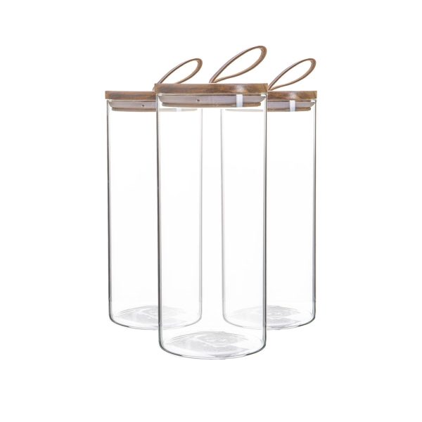 1.5L Wooden Loop Lid Storage Jars - Pack of 3 - By Argon Tableware Online Sale