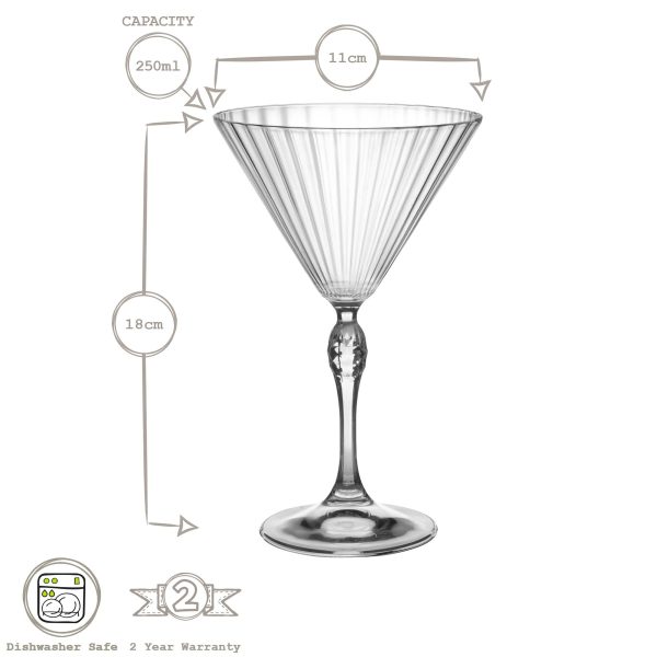 250ml America  20s Martini Glasses - Pack of Six - By Bormioli Rocco on Sale