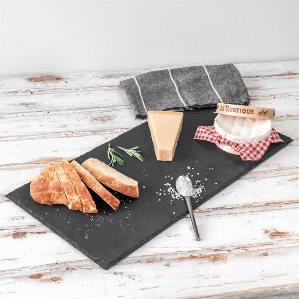 29cm x 12cm Rectangular Natural Slate Serving Plate - Pack of Two - By Argon Tableware Online