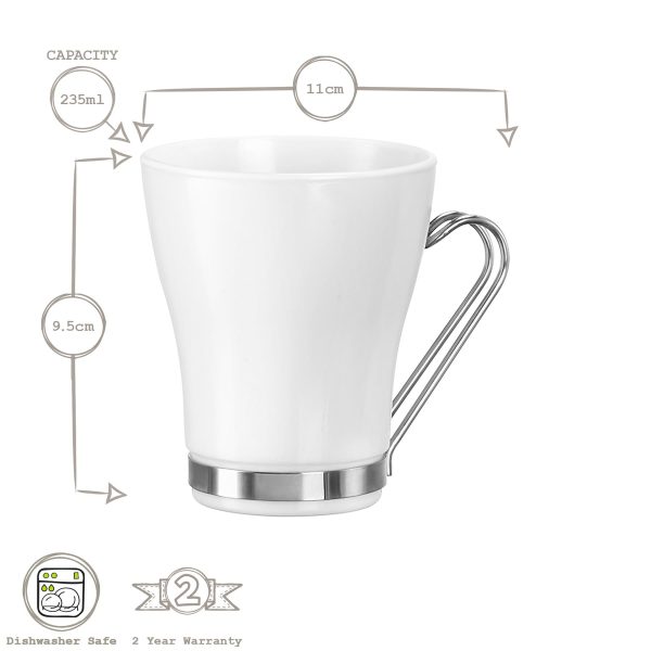 235ml Aromateca Oslo White Glass Coffee Cups - Pack of Four - By Bormioli Rocco Online Sale