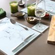 12pc Rectangle Glass Placemats & Square Coasters Set - 40cm x 30cm - Marble - By Harbour Housewares For Discount