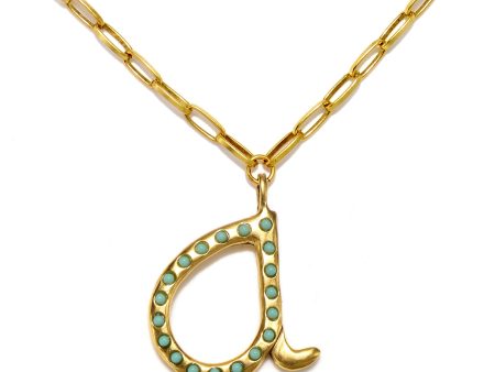 Zoey Turquoise Sculpted Initial Necklace Fashion