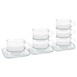 12pc 270ml Cozy Stacking Glass Coffee Cups & Saucer Set - By LAV Cheap