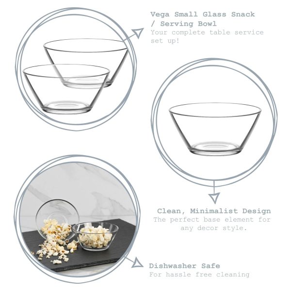 215ml Clear Vega Glass Bowls - Pack of Six - By LAV Online now