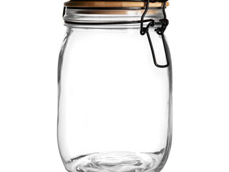 1L Glass Storage Jar with Wooden Clip Lid - By Argon Tableware For Cheap