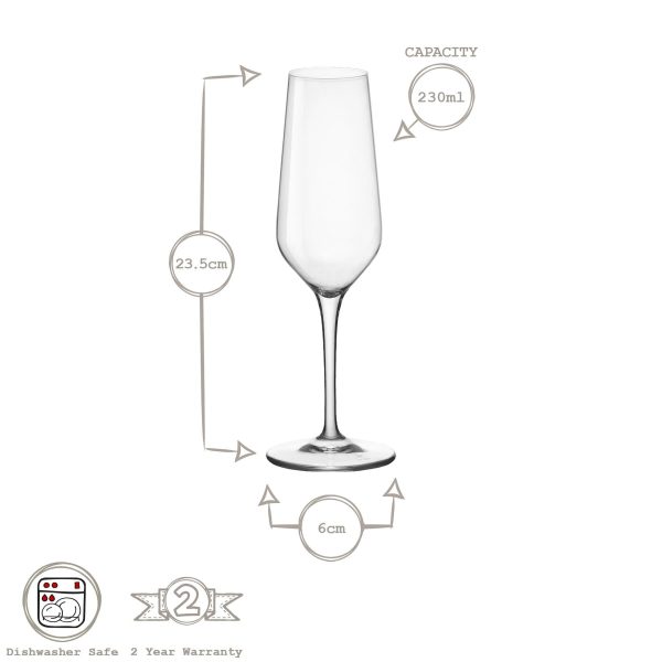 230ml Electra Champagne Flutes - Pack of Six - By Bormioli Rocco For Cheap