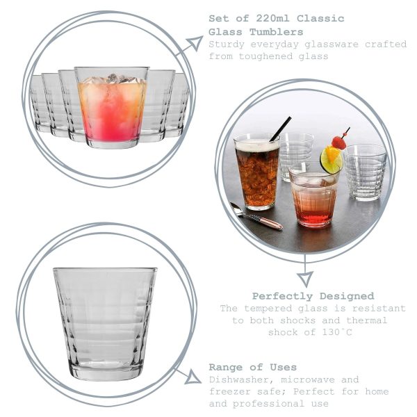 220ml Prisme Tumbler Glasses - Pack of Six - By Duralex Cheap