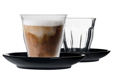 200ml Picardie Glass Coffee Cups & Saucers - Pack of Six - By Duralex Hot on Sale