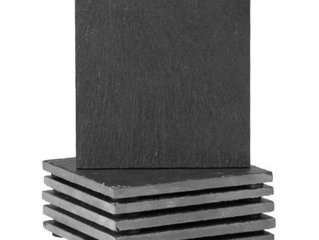 Square Linea Slate Coasters - Pack of Six - By Argon Tableware Hot on Sale