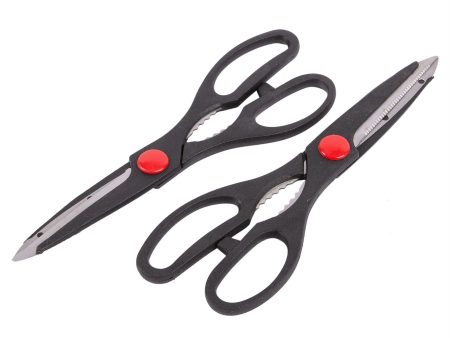 2pc Black Multifunctional Stainless Steel Kitchen Scissors Set - By Ashley Supply