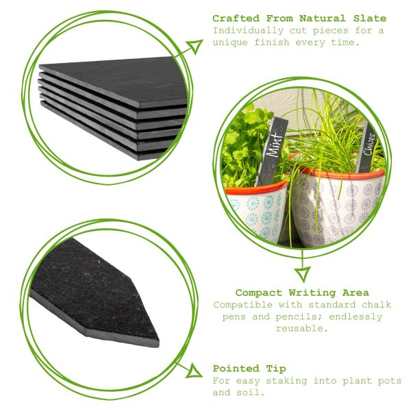 2cm x 15.5cm Slate Plant Markers - Pack of Six - By Nicola Spring Supply