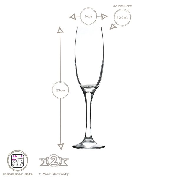 220ml Venue Champagne Flutes - Pack of Six - By LAV Sale