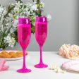 220ml Glass Champagne Flutes - Pink - Pack of Six - By Argon Tableware Hot on Sale