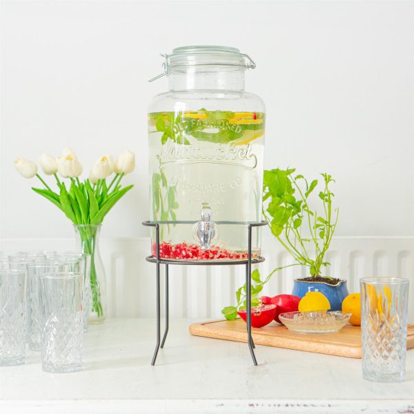 6.5L Glass Drinks Dispenser with Tap & Black Stand - By Rink Drink Online Hot Sale