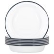 22.5cm White Enamel Deep Bowls - Pack of Six - By Argon Tableware Online