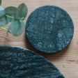 12pc Round Marble Placemats & Round Coasters Set - 30cm - Green - By Argon Tableware Online