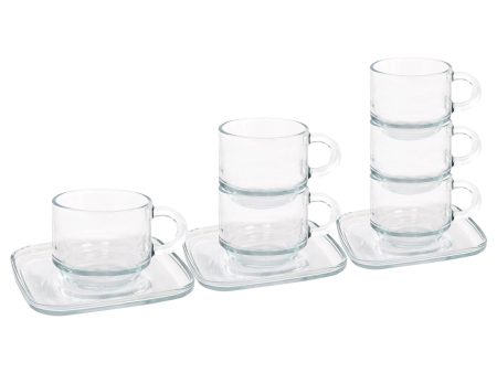 12pc 90ml Cozy Stacking Glass Espresso Cups & Saucers Set - By LAV Hot on Sale