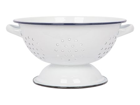 23.5cm White Enamel Colander - By Argon Tableware Discount