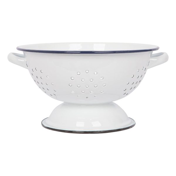 23.5cm White Enamel Colander - By Argon Tableware Discount