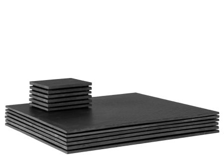 12pc Black Square Linea Slate Placemats & Coasters Set - By Argon Tableware on Sale