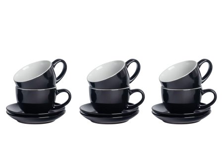 250ml Coloured Cappuccino Cups & Saucers - Pack of Six - By Argon Tableware Hot on Sale