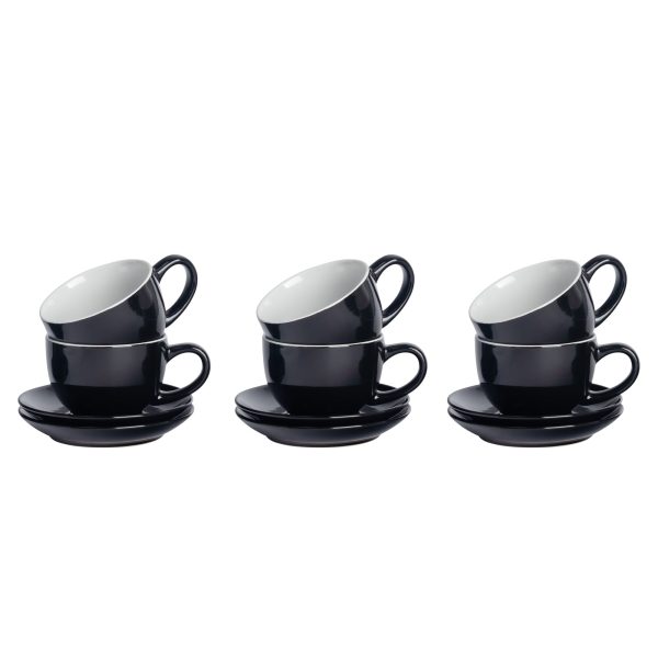 250ml Coloured Cappuccino Cups & Saucers - Pack of Six - By Argon Tableware Hot on Sale