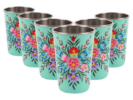 Pansy 400ml Hand-Painted Picnic Cups - Pack of Six - By BillyCan Discount