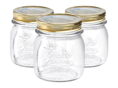 250ml Quattro Stagioni Glass Food Preserving Jars - Pack of 3 - By Bormioli Rocco Hot on Sale