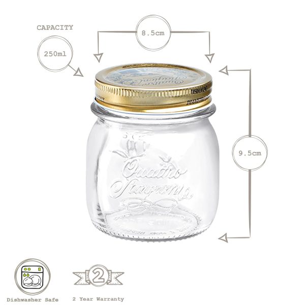 250ml Quattro Stagioni Glass Food Preserving Jar - By Bormioli Rocco Online now