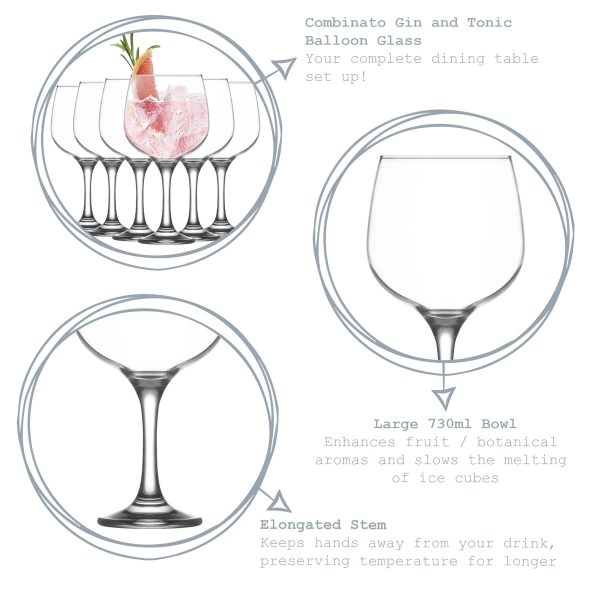 730ml Combinato Gin Glasses - Pack of Six - By LAV Discount