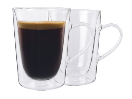 285ml Double Walled Glass Mugs - Pack of Two - By Rink Drink Cheap