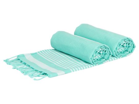 160cm x 90cm Aqua Deluxe Turkish Cotton Towels Set - Pack of Two - By Nicola Spring Sale