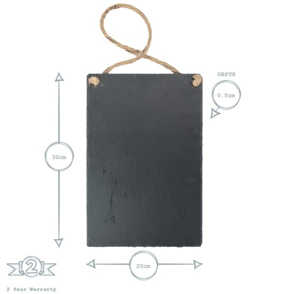 20cm x 30cm Slate Hanging Notice Chalk Board - By Nicola Spring Cheap