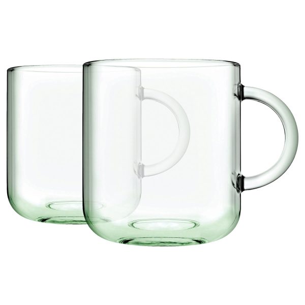 245ml Aware Iconic Recycled Glass Mugs - Green - Pack of 2 - By Pasabahce Cheap