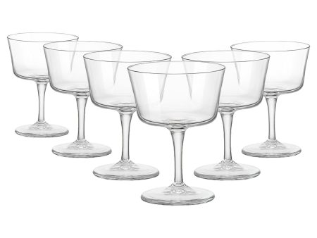 220ml Bartender Novecento Champagne Saucers - Pack of Six - By Bormioli Rocco For Sale