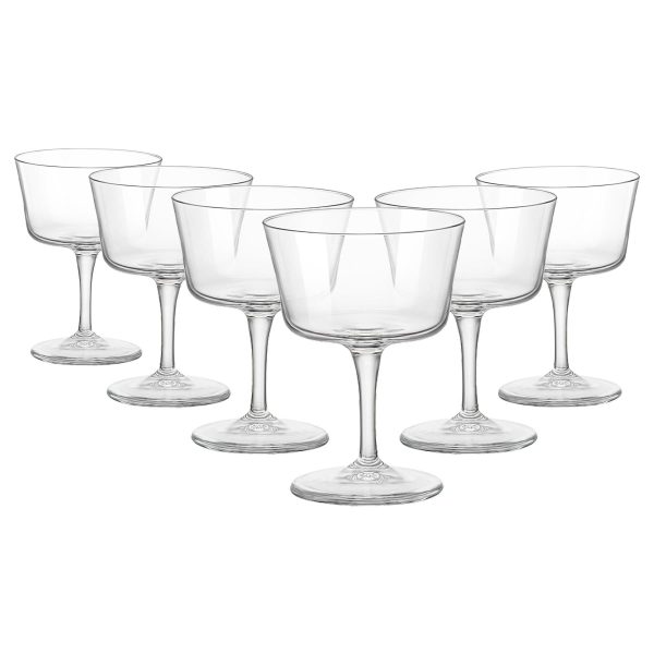 220ml Bartender Novecento Champagne Saucers - Pack of Six - By Bormioli Rocco For Sale