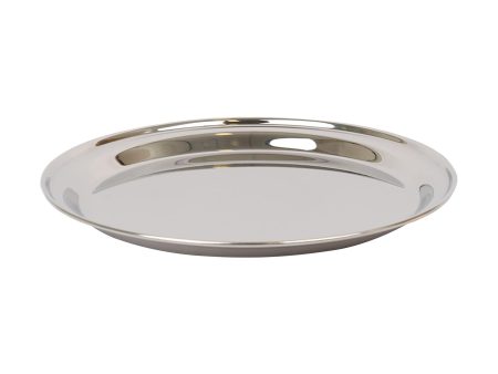 25.5cm Round Stainless Steel Serving Tray - By Argon Tableware Online now