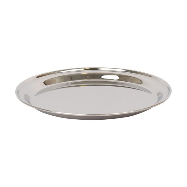 25.5cm Round Stainless Steel Serving Tray - By Argon Tableware Online now