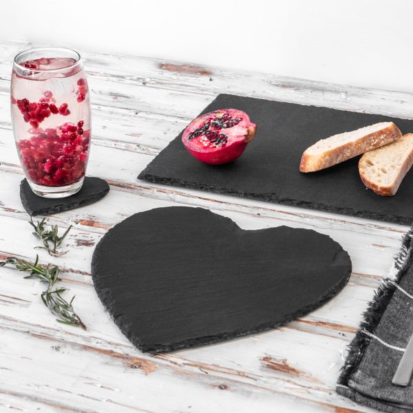 25cm Heart Slate Placemats - Pack of Six - By Argon Tableware Hot on Sale